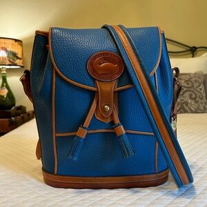 Vintage Dooney & Bourke R08 Large Dover Case in French Blue & British Tan Trim